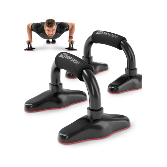 Упоры для отжиманий металлические HS-M020PU черно-красные.