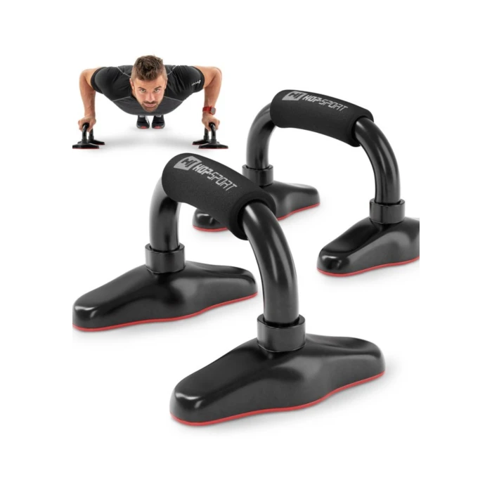 Упори для віджимань металеві HS-M020PU чорно-червоні