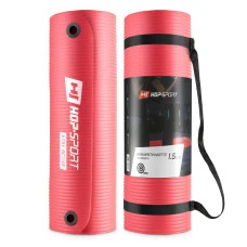 Мат для фітнесу та йоги з отворами Hop-Sport HS-N015GM 1,5см червоний