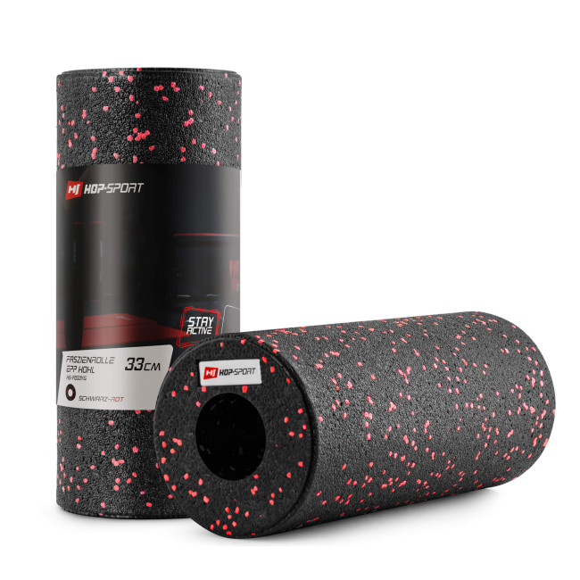 Роллер масажер (валик, ролик) гладкий Hop-Sport EPP 33см HS-P033YG чорно-червоний