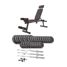 Набор Hop-Sport Premium 173кг со скамьей HS-1035, штангами и гантелями.