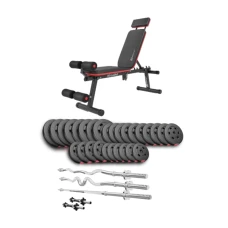 Набір Hop-Sport Premium 173кг з лавою HS-1035, штангами та гантелями