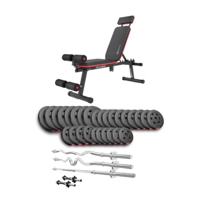 Набір Hop-Sport Premium 173кг з лавою HS-1035, штангами та гантелями