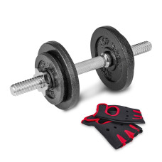 Гантеля металлическая Hop-Sport New 10кг с перчатками