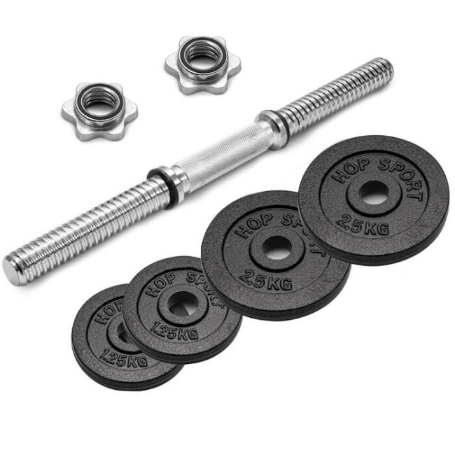 Гантеля металлическая Hop-Sport New 10кг с перчатками