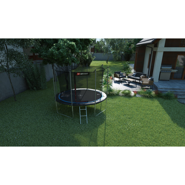 Батут Hop-Sport 10ft (305см) чорно-синій з внутрішньою сіткою (4 ноги)