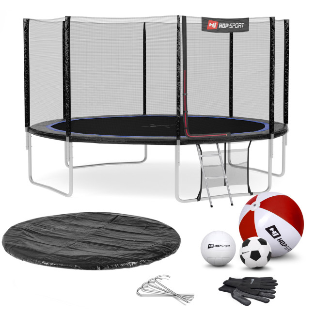 Батут Hop-Sport 14ft (427см) черно-синий с наружной сеткой