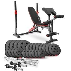 Набір Hop-Sport Premium 135кг з лавою HS-1095, штангами та гантелями