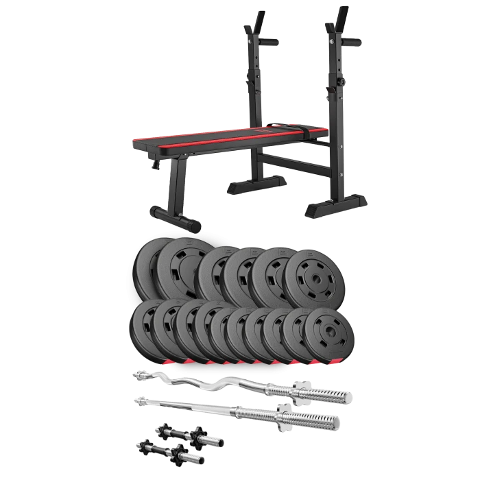 Набір Hop-Sport Premium 75кг з лавою HS-1080, штангами та гантелями