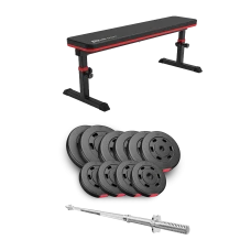 Набір Hop-Sport Premium 59кг з лавою HS-1025 Pro та штангою