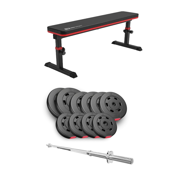 Набір Hop-Sport Premium 59кг з лавою HS-1025 Pro та штангою