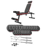 Набір Hop-Sport Premium 173кг з лавою HS-1035, штангами та гантелями