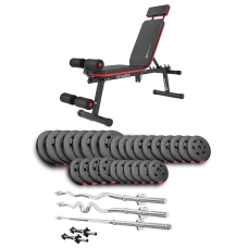 Набір Hop-Sport Premium 173кг з лавою HS-1035, штангами та гантелями