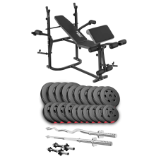 Набор Hop-Sport Premium 105кг со скамьей TX-020, штангами и гантелями.