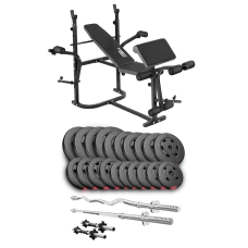 Набор Hop-Sport Premium 105кг со скамьей TX-020, штангами и гантелями.