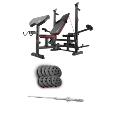 Набір Hop-Sport Premium 39кг з лавою HS-1075 Pro та штангою