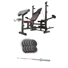 Набір Hop-Sport Premium 39кг з лавою HS-1075 Pro та штангою