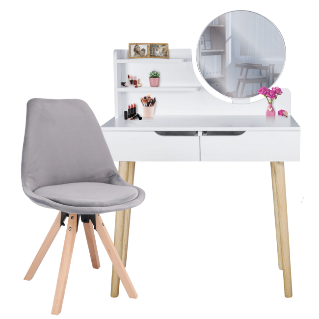 Туалетный столик Jumi Scandi + кресло Saida серый