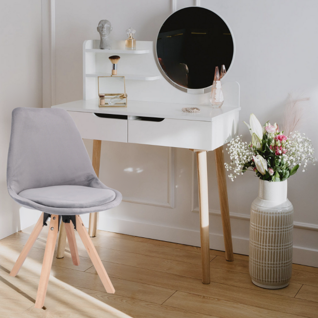 Туалетный столик Jumi Scandi + кресло Saida серый