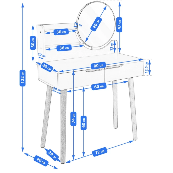 Туалетний столик Jumi Scandi + крісло Saida сірий