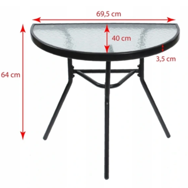 Комплект садових меблів Jumi KISS напівкруглий стіл та 2 стільці