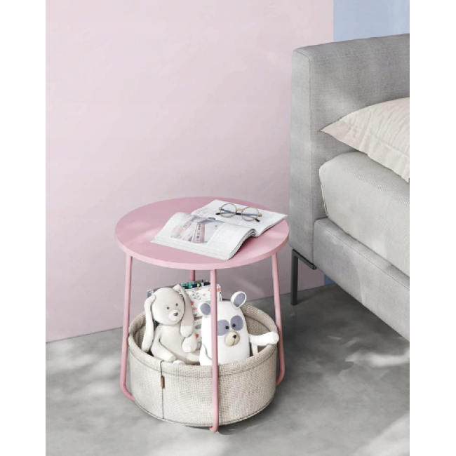 Журнальный столик Leobert Sharp с корзиной розовый