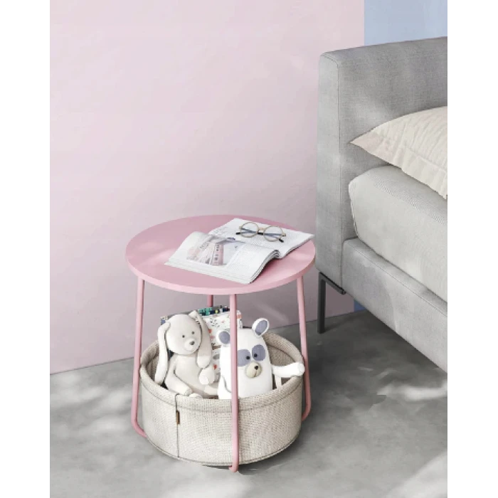 Журнальный столик Leobert Sharp с корзиной розовый