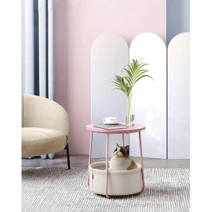 Журнальный столик Leobert Sharp с корзиной розовый