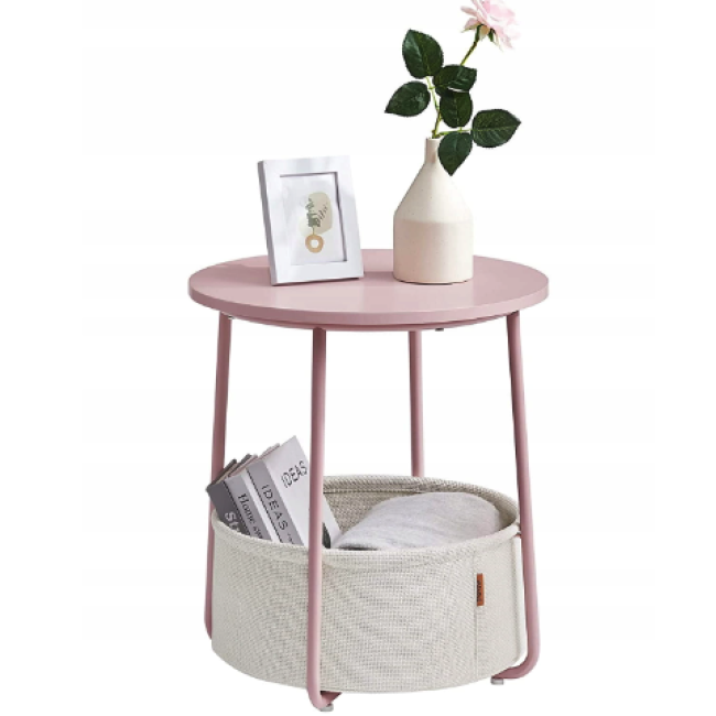 Журнальный столик Leobert Sharp с корзиной розовый