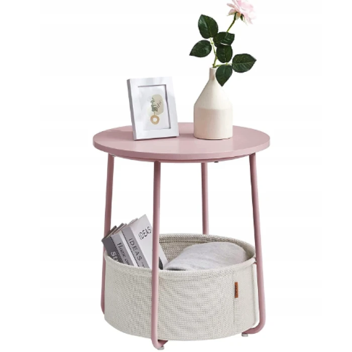 Журнальный столик Leobert Sharp с корзиной розовый
