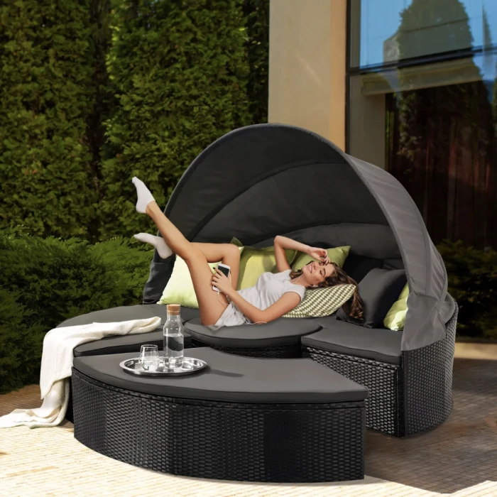 Садові меблі Outtec Round Lounge Chairs чорно-графітові