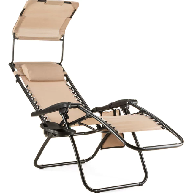 Шезлонг лежак Outtec Zero Graviti Sun раскладной с крышей беж