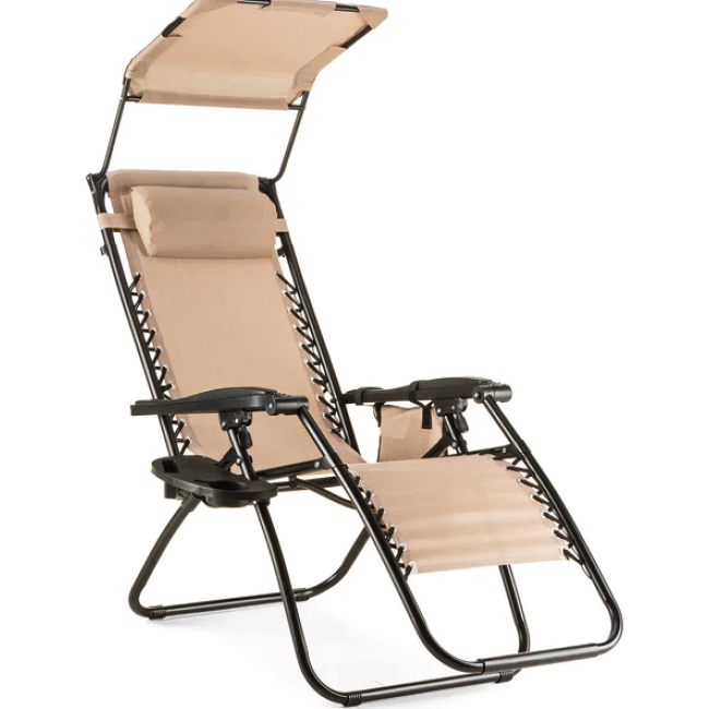 Шезлонг лежак Outtec Zero Graviti Sun раскладной с крышей беж