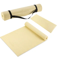 Коврик (мат) для фитнеса и йоги Queenfit 0,5см желтый