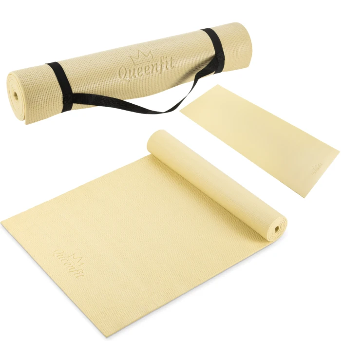 Коврик (мат) для фитнеса и йоги Queenfit 0,5см желтый
