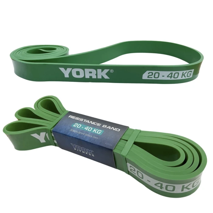 Резинка для фитнеса York 20-40кг – 2080x32x4,5 мм, зеленый