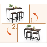 Барный стол и 2 барных стула Costway Hoobro в стиле Loft