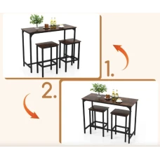 Барний стіл та 2 барні стільці Costway Hoobro в стилі Loft