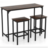 Барный стол и 2 барных стула Costway Hoobro в стиле Loft