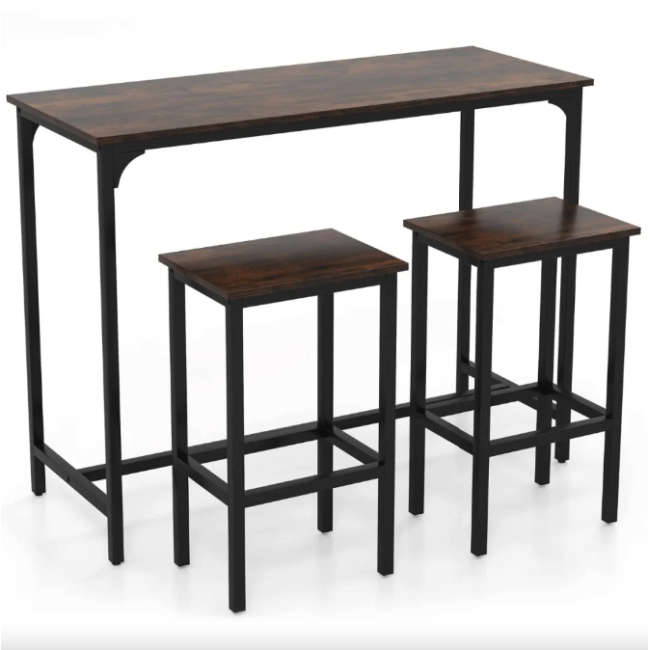 Барный стол и 2 барных стула Costway Hoobro в стиле Loft