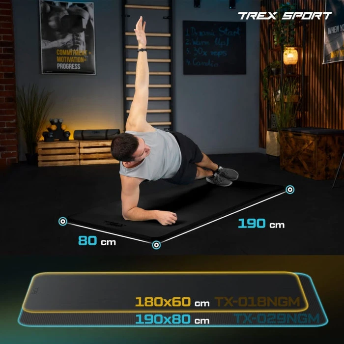 Коврик для йоги Trex Sport TX-029NGM NBR 2см 190х80 черный