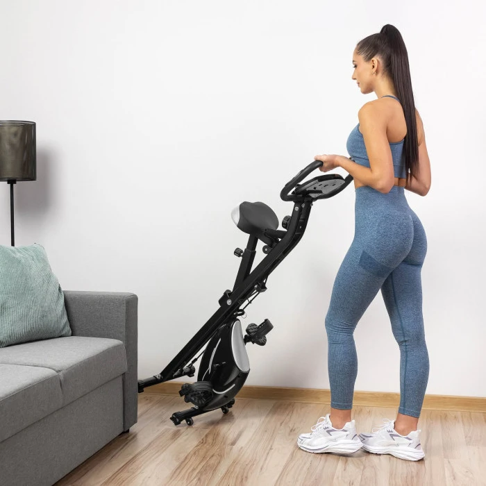 Велотренажер Gymtek FX600 магнитный складной с эспандерами серебряный