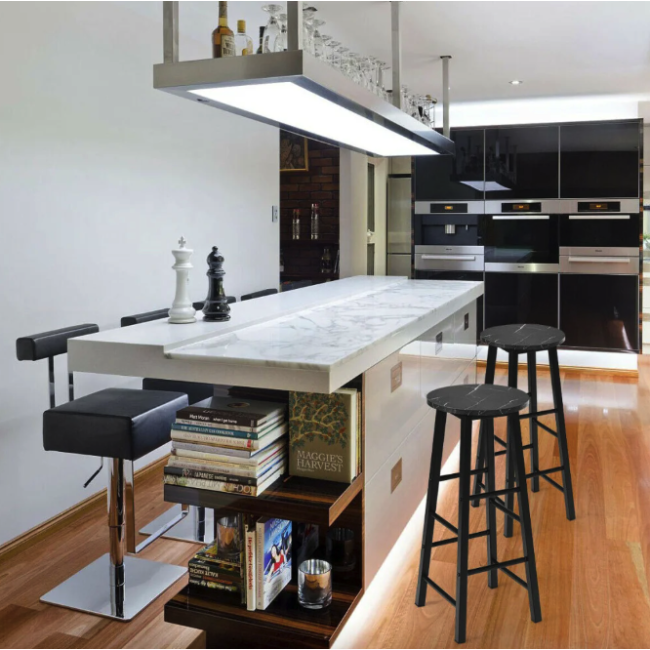 Комплект барних стільців Costway Eugad з підставкою для ніг чорний