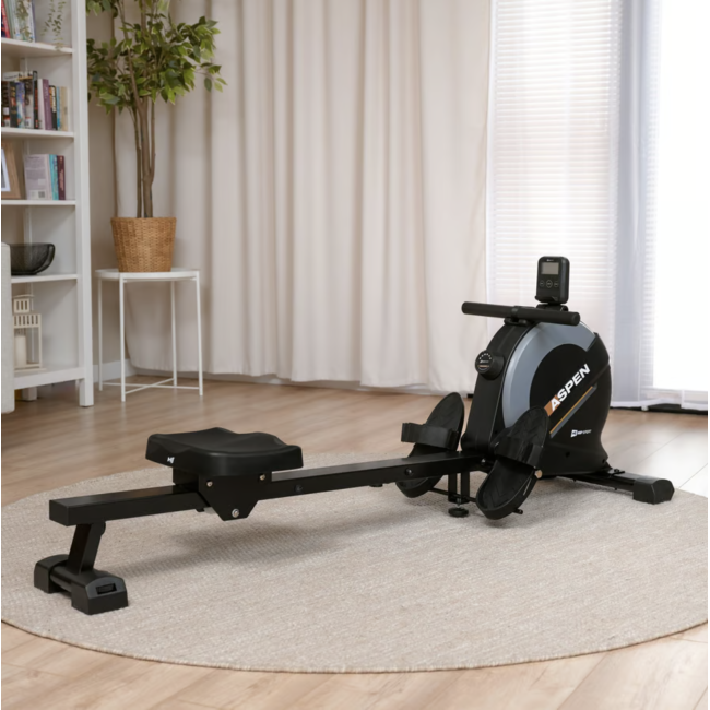 Гребний тренажер Hop-Sport HS-080R Aspen магнітний чорно-золотистий
