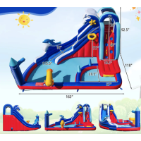 Надувний Аквапарк Costway Slide 6-в-1 з гіркою для скелелазіння (без вентилятора)