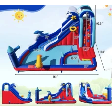 Надувний Аквапарк Costway Slide 6-в-1 з гіркою для скелелазіння (без вентилятора)