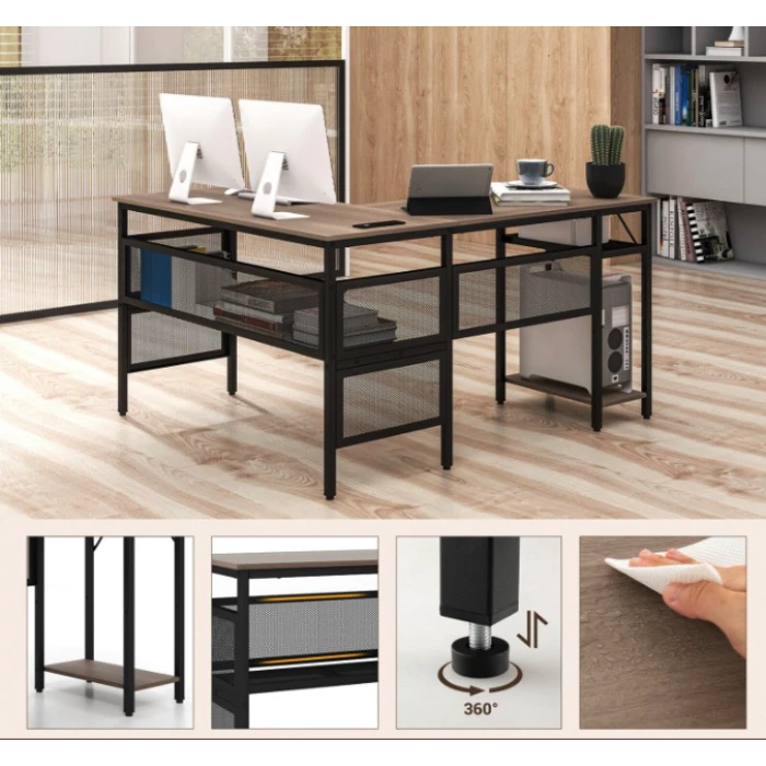 Комп'ютерний стіл Costway Hutch L-подібний з зарядним