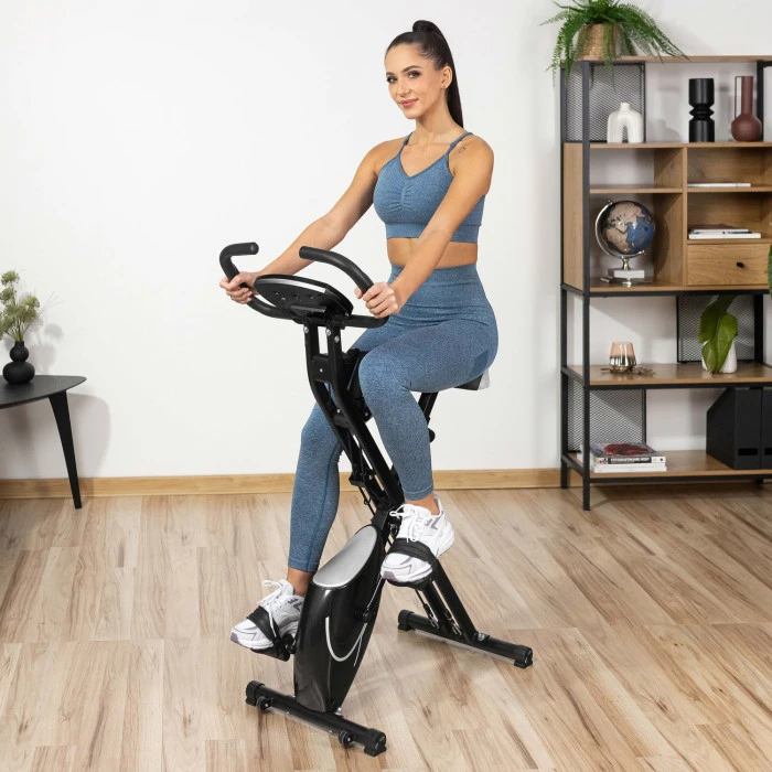 Велотренажер Gymtek FX600 магнитный складной с эспандерами серебряный