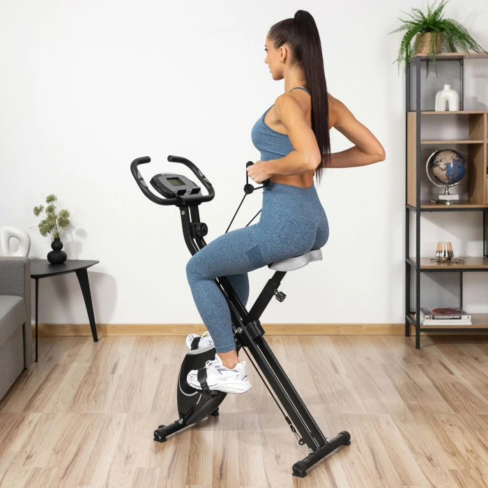 Велотренажер Gymtek FX600 магнитный складной с эспандерами серебряный