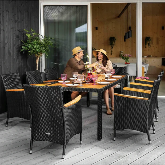 Садові меблі Di Volio VERONA 8+1 чорно-кремові